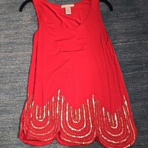 Design History Burnt Orange With Gold Sequin TUNIC